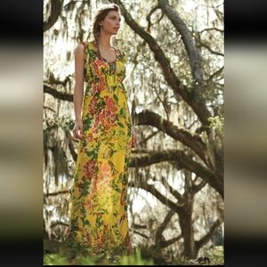 Tracy Reese 'Sungrove' Long Yellow Floral Maxi Dress Anthropologie